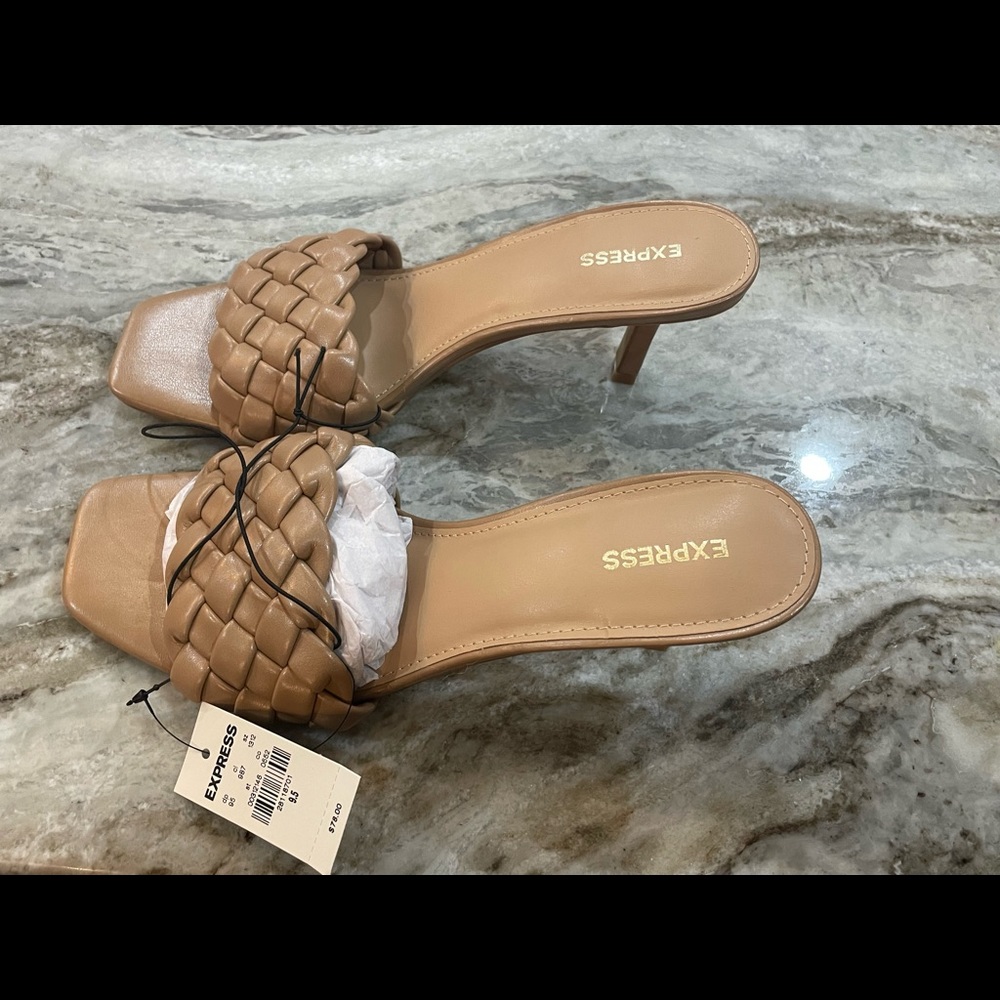 NWT Express braided beige heel sandals